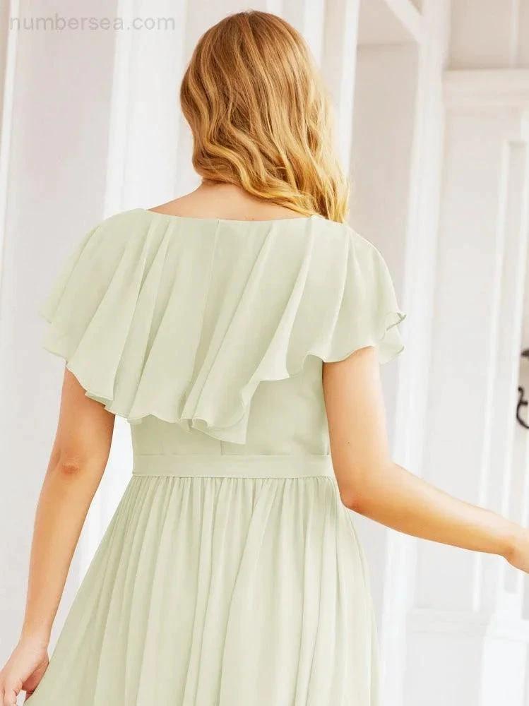 Bridesmaid Dresses with Flutter Sleeves Formal Evening Party Prom Gowns 28044 by numbersea