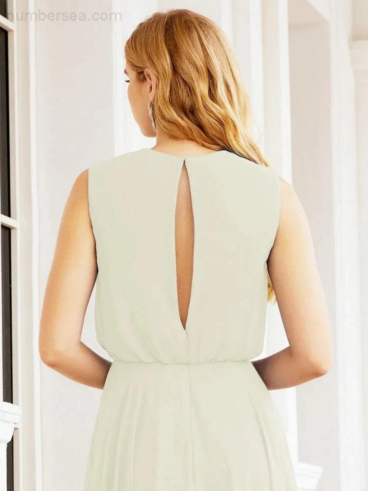 Numbersea Sleeveless Long Bridesmaid Dress A line Formal Evening Prom Gown 28025