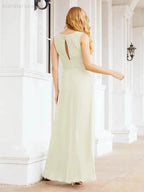 Formal Prom Gown Elegant V-Neck Sleeveless Bridesmaid Dresses for Wedding Party 28037 by numbersea