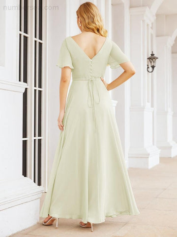 Numbersea Formal Prom Gowns for Mother of The Bride Short Sleeves Bridesmaid Dress 28049