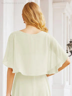 Numbersea Bridesmaid Dresses for Wedding Formal Evening Party Prom Gown with Cape 28050