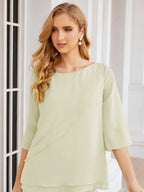 Sunnderly Elegant 2 Piece Mother of The Bride Dress Plus Size Pant Suits Ruffle Layers Sliver Housecoat SY28064 by numbersea