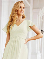 Numbersea Formal Prom Gowns for Mother of The Bride Cap Sleeves Bridesmaid Dress 28047 by numbersea