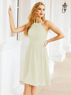 Numbersea Halter Chiffon Bridesmaid Dresses Short Sleeveless Formal Party Dress Open Back 28023 by numbersea