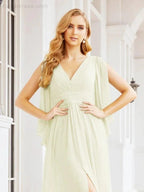 Numbersea Bridesmaid Dresses with Split for Wedding Party Flutter Sleeves 28045 by numbersea