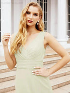 Formal Prom Gown Elegant V-Neck Sleeveless Bridesmaid Dresses for Wedding Party 28037 by numbersea