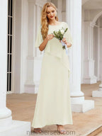 Sunnderly Formal Party Gown Dress Long Mother of The Bride Dresses with Ruffle Cape SY28026 by numbersea