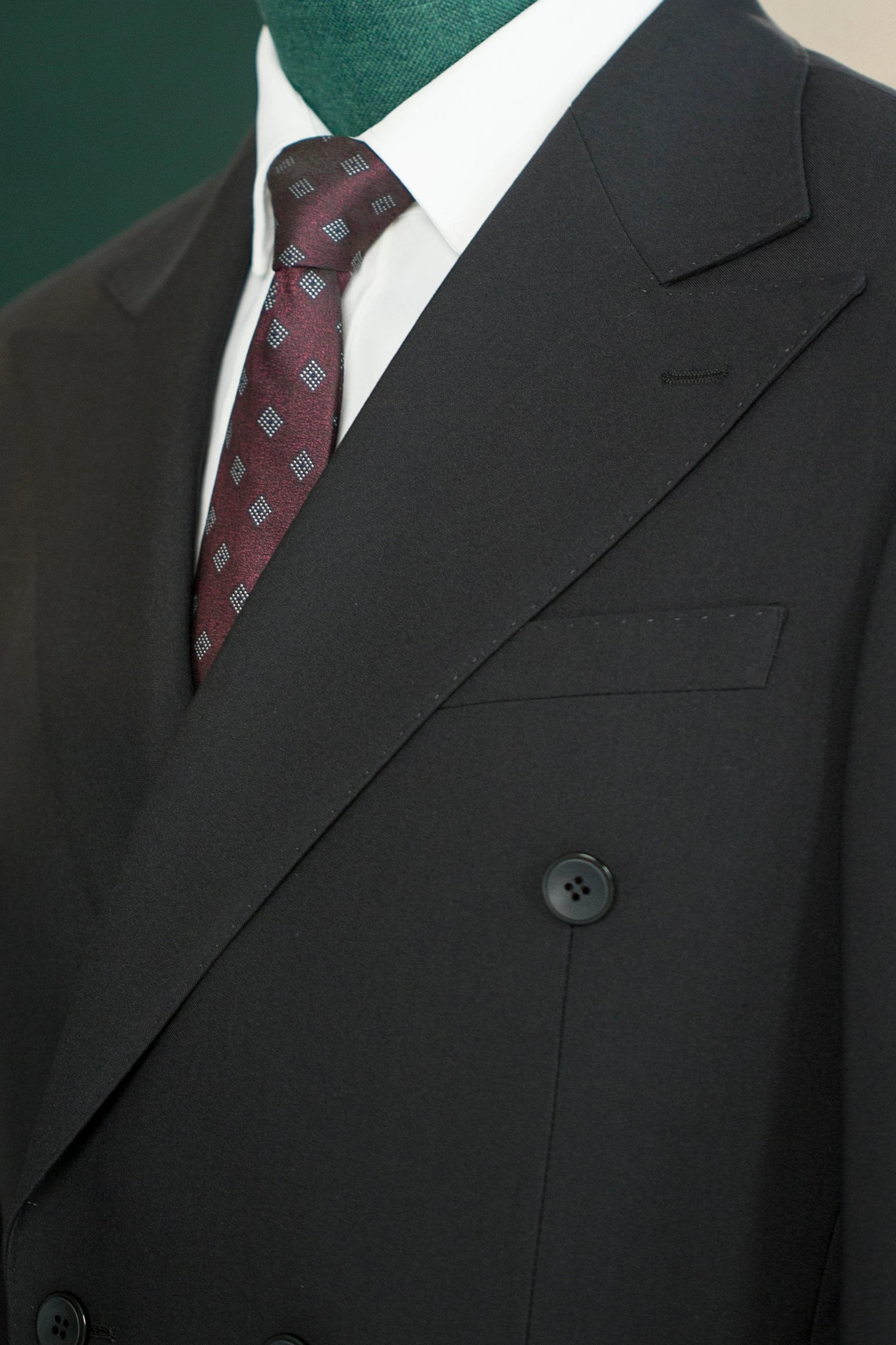Black Wool Double-Breasted 3-Piece Wedding Suit | Tailored Groom & Groomsmen Attire by 男装
