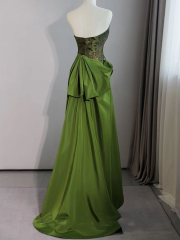 Vestido de fiesta vintage verde con escote corazón y corte sirena, vestido de noche largo Y7624