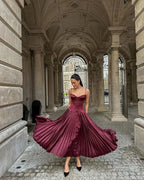 Vintage A Line Straps Burgundy Satin Long Prom Dress Evening Dress Y7994 by simplepromdress