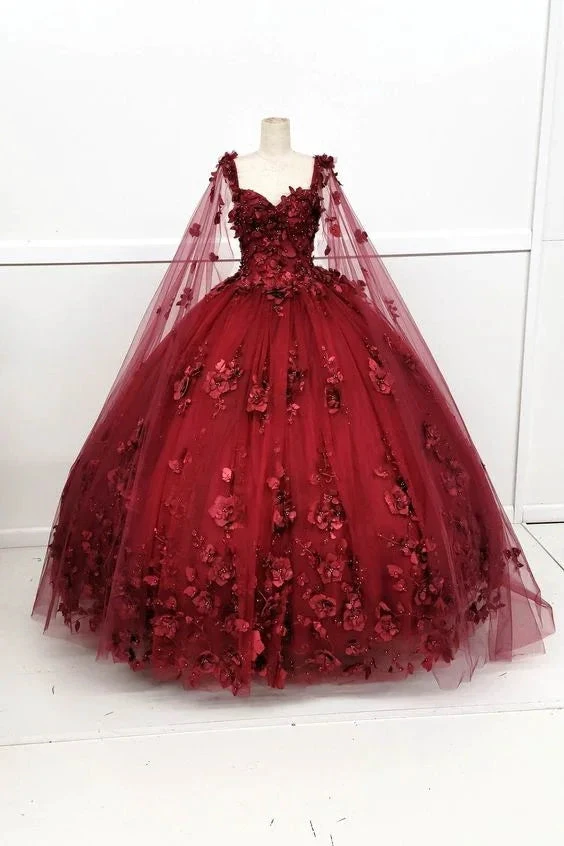 Sweetheart Quinceanera Dress 3D Flowers Sweet 15 16 Birthday Party Dress Ball Gown Y4515 by simplepromdress