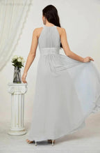 Numbersea Formal Party Gown Dress Chiffon Halter Long Sleeveless Bridesmaid Dresses 2802 by numbersea