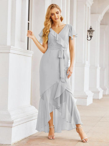 Numbersea Ruffled Bridesmaid Dresses Mermaid Formal Violin Evening Party Prom Gowns 28042