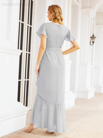 Numbersea Ruffled Bridesmaid Dresses Mermaid Formal Violin Evening Party Prom Gowns 28042