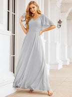 Numbersea Bridesmaid Dresses for Wedding Formal Evening Party Prom Gown with Cape 28050