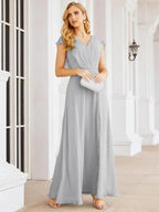 Sunnderly Bridesmaid Dresses Cape Formal Prom Dress Open Back Gowns for Mother of The Bride SY28058 by numbersea
