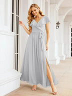 Bridesmaid Dresses with Flutter Sleeves Formal Evening Party Prom Gowns 28044 by numbersea