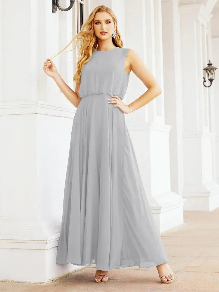 Numbersea Sleeveless Long Bridesmaid Dress A line Formal Evening Prom Gown 28025