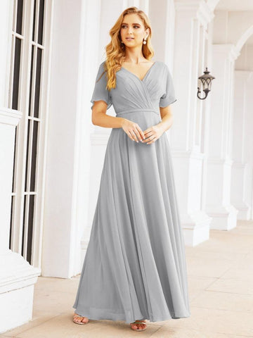 Numbersea Formal Prom Gowns for Mother of The Bride Short Sleeves Bridesmaid Dress 28049