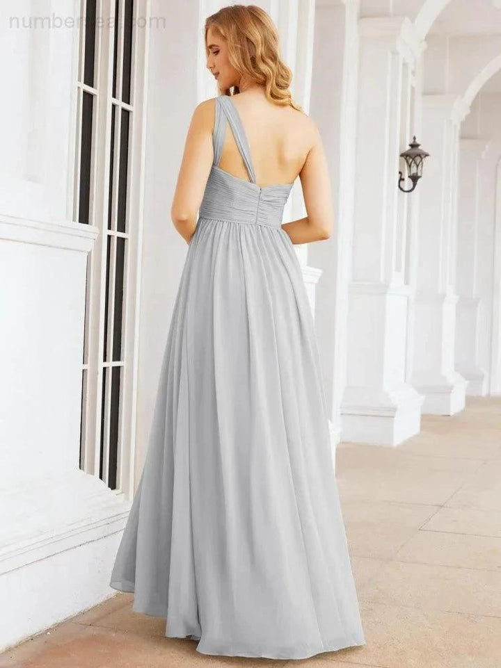 Numbersea One Shoulder Bridesmaid Dresses Long Maxi Formal Evening Party Prom Gowns 28061 by numbersea