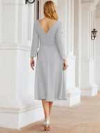 Bridesmaid Dress V-Back Waist Belt Mother of the Bride Wedding Guest SY28031 by numbersea