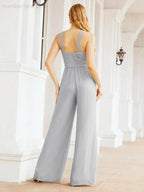 Numbersea Crisscross Neck Jumpsuit Formal Evening Dress Long Bridesmaid Dresses Bell-bottomed Pants 28033 by numbersea