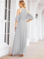 Abiti da damigella d'onore Numbersea con spalle scoperte, linea a trapezio, lunghi abiti da sera formali 28074