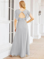 Sunnderly Bridesmaid Dresses Cape Formal Prom Dress Open Back Gowns for Mother of The Bride SY28058 by numbersea