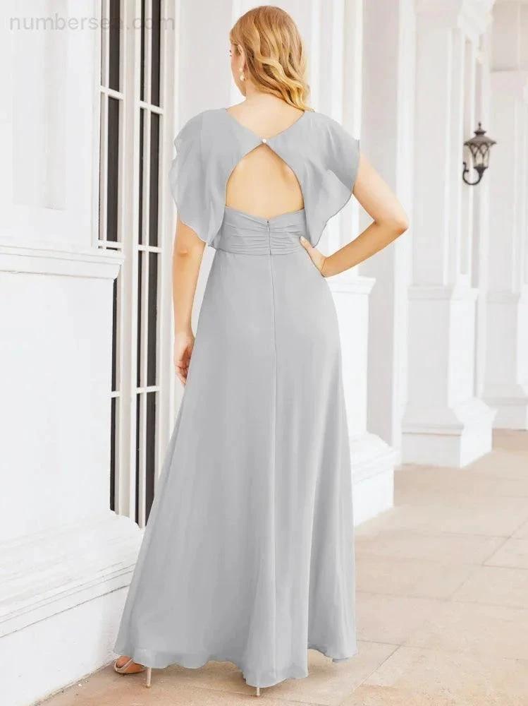 Sunnderly Bridesmaid Dresses Cape Formal Prom Dress Open Back Gowns for Mother of The Bride SY28058 by numbersea
