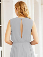 Numbersea Sleeveless Long Bridesmaid Dress A line Formal Evening Prom Gown 28025