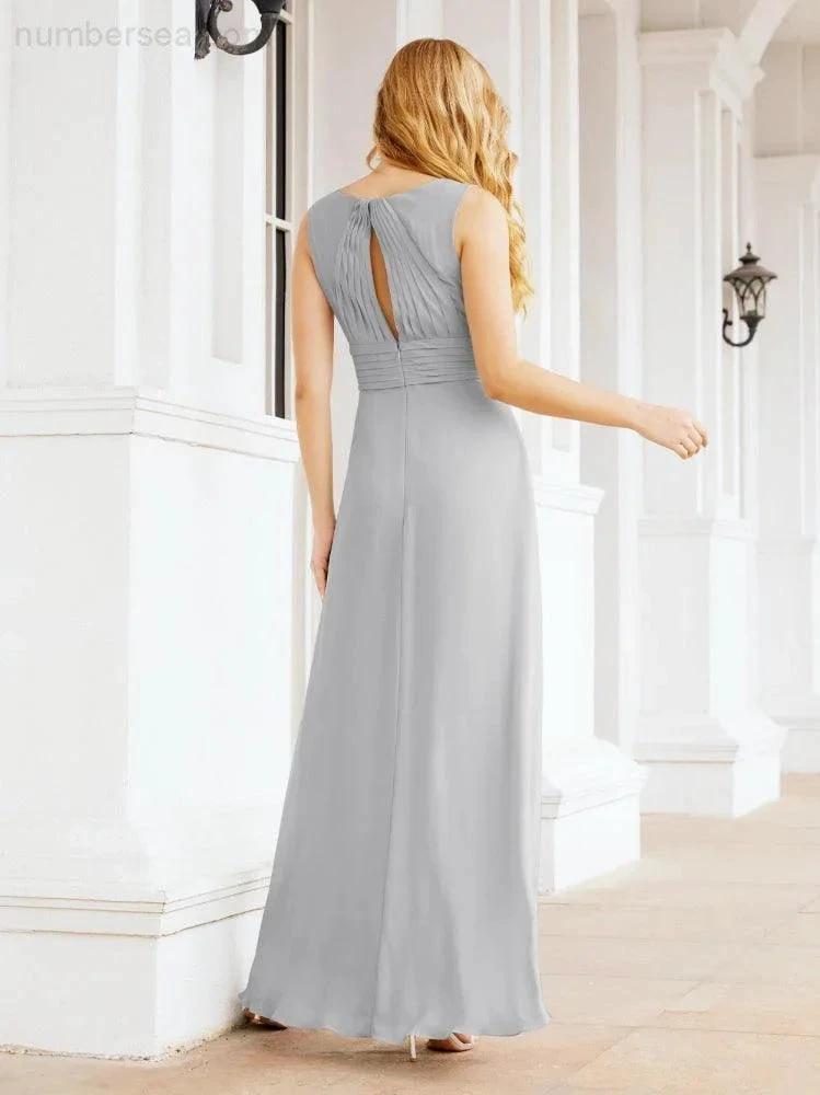 Formal Prom Gown Elegant V-Neck Sleeveless Bridesmaid Dresses for Wedding Party 28037 by numbersea
