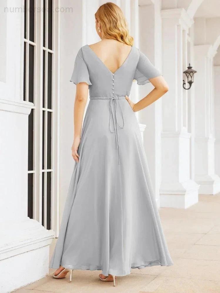 Numbersea Formal Prom Gowns for Mother of The Bride Short Sleeves Bridesmaid Dress 28049 by numbersea