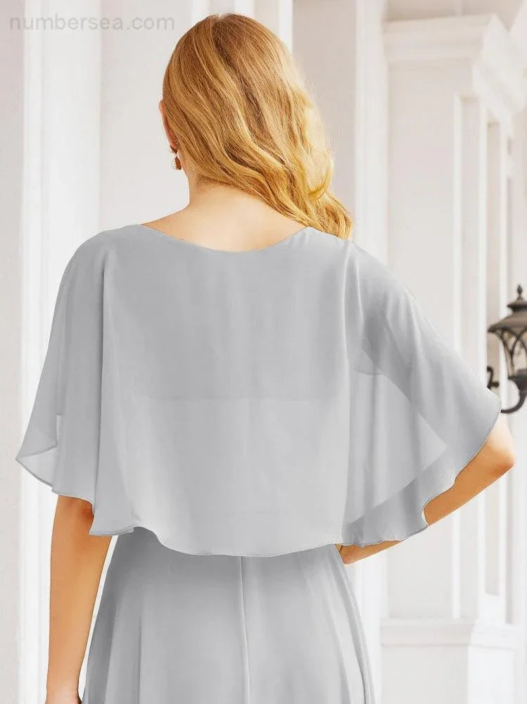 Numbersea Bridesmaid Dresses for Wedding Formal Evening Party Prom Gown with Cape 28050