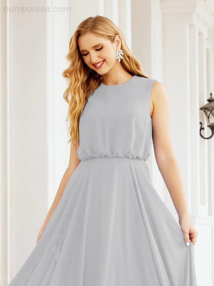 Numbersea Sleeveless Long Bridesmaid Dress A line Formal Evening Prom Gown 28025