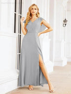 Sunnderly Bridesmaid Dresses Cape Formal Prom Dress Open Back Gowns for Mother of The Bride SY28058 by numbersea