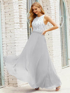 Lace Bridesmaid Dress Floor Length Evening Gowns with Pockets 28017 by numbersea