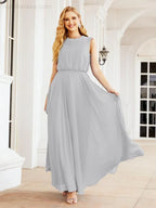 Numbersea Sleeveless Long Bridesmaid Dress A line Formal Evening Prom Gown 28025