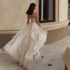 Elegant Spaghetti Straps Wedding Dress Sexy Lace Up Backless Robe De Mariée Romantic Square Collar Tulle Bridal Gowns by payinti