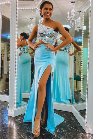 Ashley |Etuikleid mit One-Shoulder-Schnitt und Spiegelpailletten
