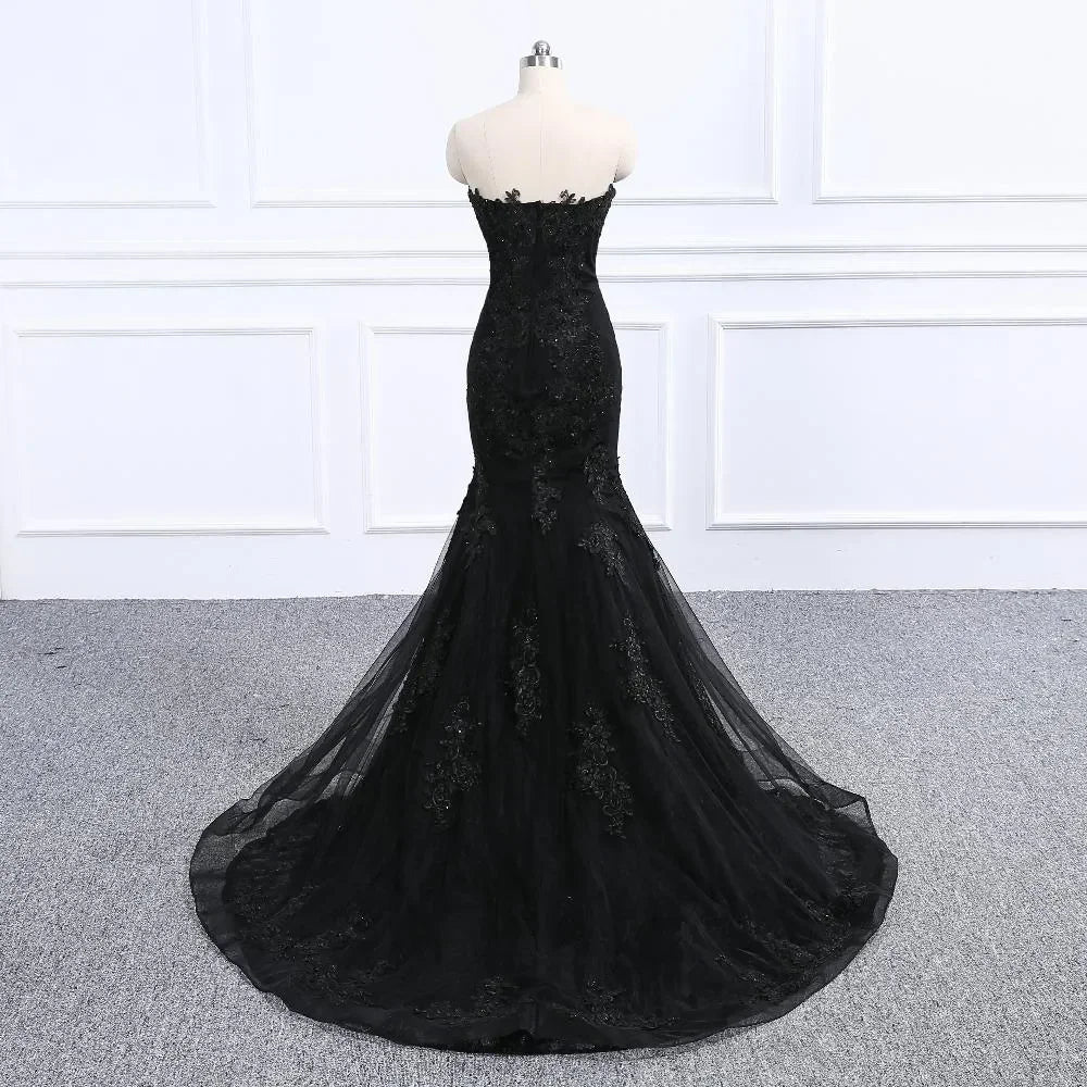 Sweetheart Neckline Black Mermaid Wedding Dress Y1776