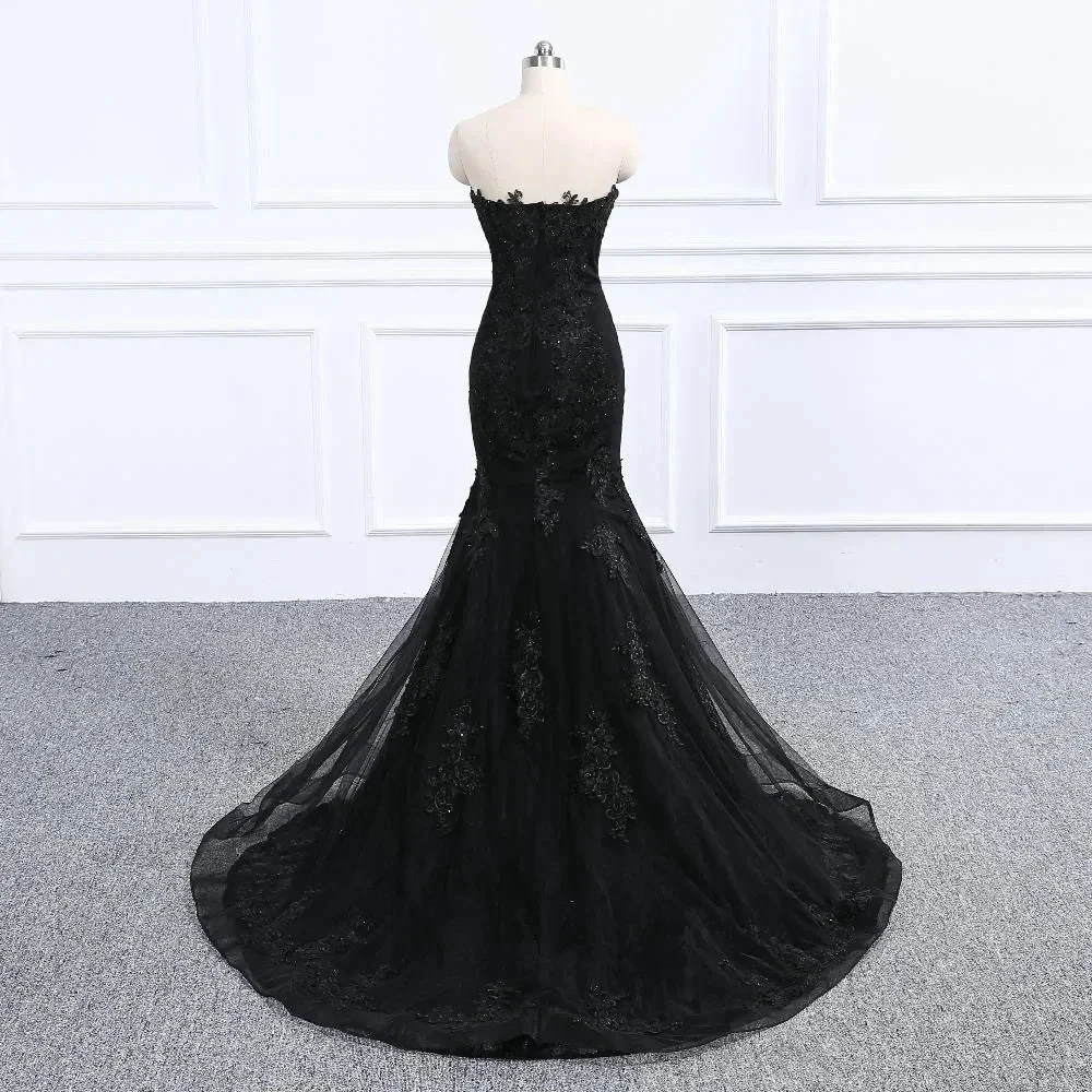 Sweetheart Neckline Black Mermaid Wedding Dress Y1776 by simplepromdress