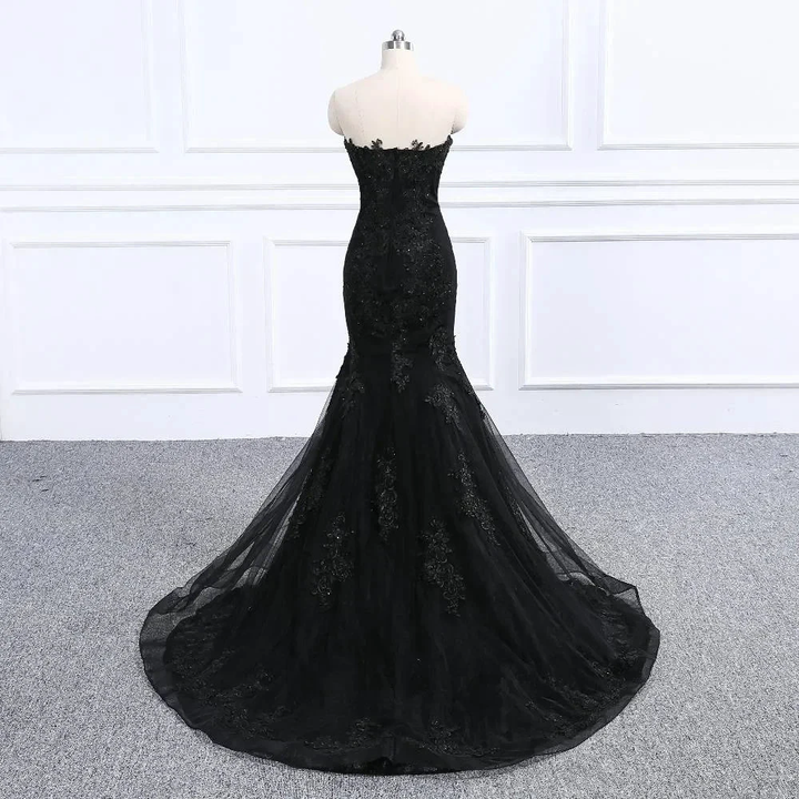 Sweetheart Neckline Black Mermaid Wedding Dress Y1776 by simplepromdress