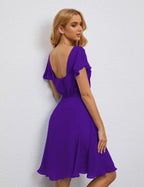 Numbersea U Back Homecoming Dress Formal Prom Dress Knee Length Short Sleeves Cocktail Party Dress 28077 by numbersea