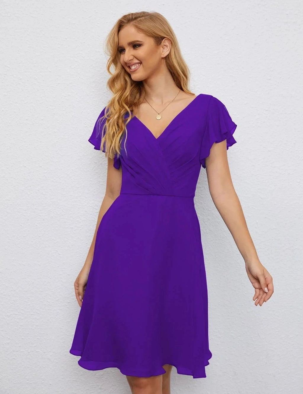 Numbersea U Back Homecoming Dress Formal Prom Dress Knee Length Short Sleeves Cocktail Party Dress 28077 by numbersea