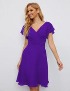 Numbersea U Back Homecoming Dress Formal Prom Dress Knee Length Short Sleeves Cocktail Party Dress 28077 by numbersea