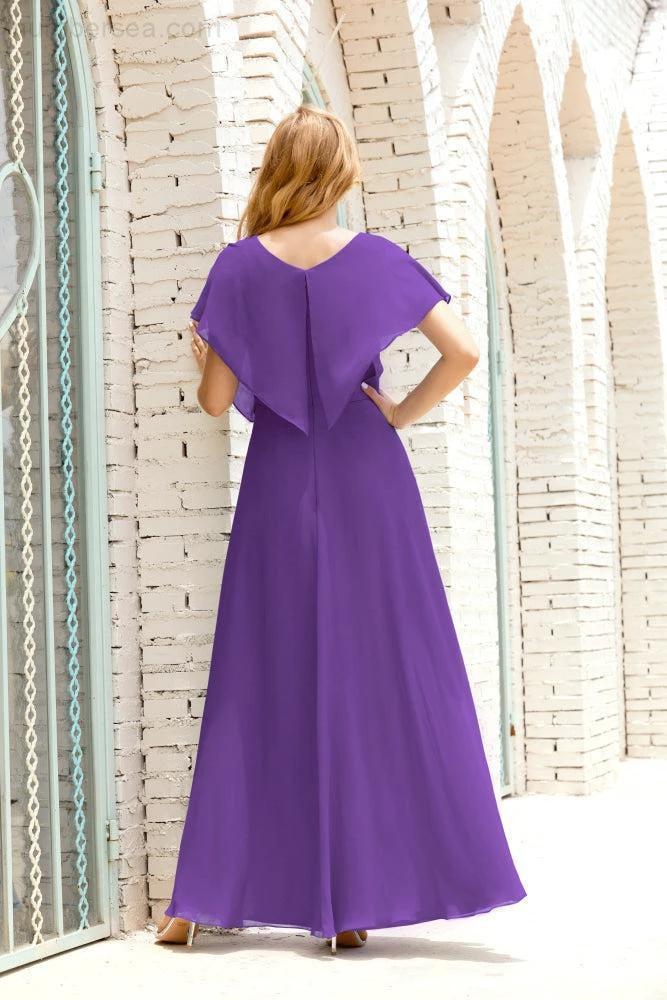 Numbersea Mother of The Bride Dresses Plus Size V-Neck Floor Length Formal Prom Dress for Wedding Guest 28020 by numbersea
