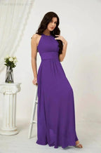 Numbersea Formal Party Gown Dress Chiffon Halter Long Sleeveless Bridesmaid Dresses 2802 by numbersea