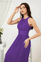 Numbersea Formal Party Gown Dress Chiffon Halter Long Sleeveless Bridesmaid Dresses 2802 by numbersea