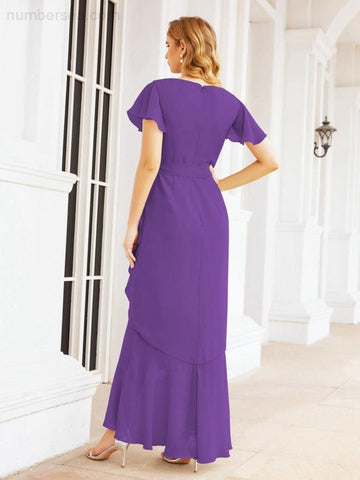 Numbersea Ruffled Bridesmaid Dresses Mermaid Formal Violin Evening Party Prom Gowns 28042