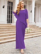 Sunnderly Formal Party Gown Dress Long Mother of The Bride Dresses with Ruffle Cape SY28026 by numbersea